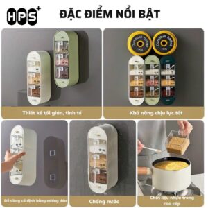 Bộ gia vị dán tường 3 ngăn