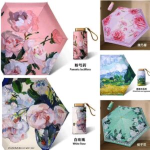 Dù hoa hồng gấp gọn