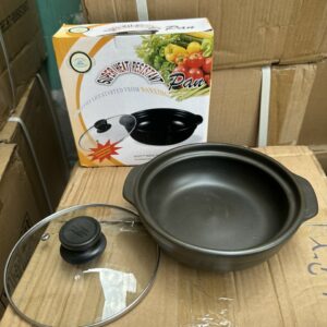 Nồi đất 7inch cạn nắp kính